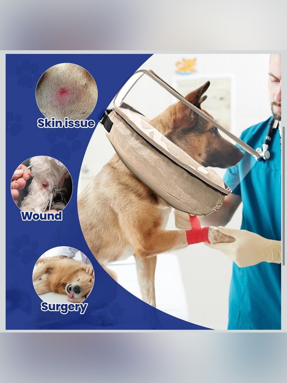 Large Pet Recovery Cone Collar - Beige Soft Inflatable - BRAND NEW